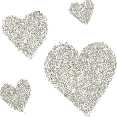 Silver glitter hand-drawn hearts