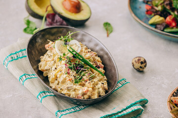 festive light salad with eggs