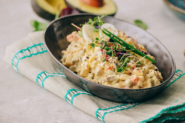 festive light salad with eggs