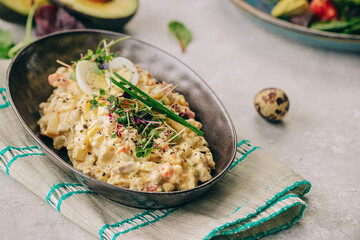 festive light salad with eggs