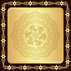 Vintage vector golden floral frame with mandala and place for text