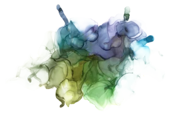 Fototapeten Png Abstract smoke bubble blot watercolor blue color paintting on transparent background. Marble alcohol ink. © Liliia