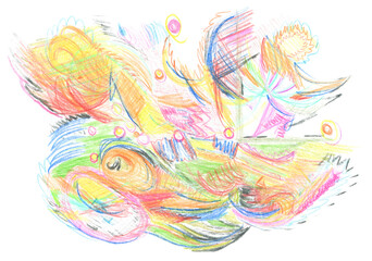 Obraz na płótnie Canvas Png transparent Color Pencil pasterl and crayon scribble. Abstracr art painting background.