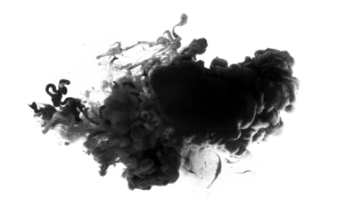  Ink black smoke blot on Png transparent Abstract background. © Liliia