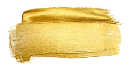 Gold (bronze) glittering color smear brushstroke stain blot on Png transparent background. Abstract Painting texture.