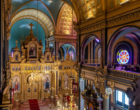 Interior of Bulgarian St. Stephen Church, Sveti Stefan Kilisesi, or the Bulgarian Iron Church, a Bulgarian Orthodox church in Balat district, Istanbul, Turkey