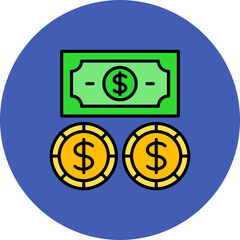 Dollar Currency Multicolor Circle Filled Line Icon