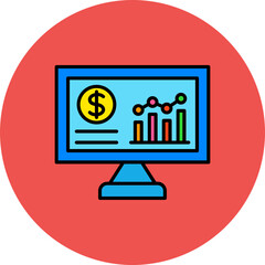 Analytics Multicolor Circle Filled Line Icon