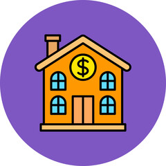Home Price Multicolor Circle Filled Line Icon