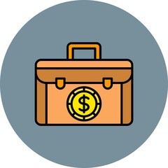 Briefcase Multicolor Circle Filled Line Icon