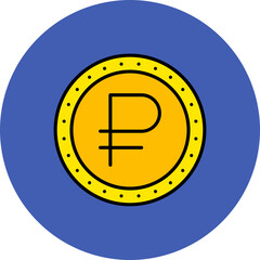 Ruble Multicolor Circle Filled Line Icon