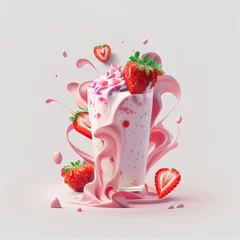 Fotobehang strawberry milkshake ice cream © Dantaz