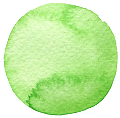 Green Watercolor circle flow blot. Painting colors. Abstract texture stain on Png tranparent background.