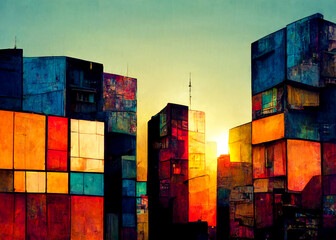 Fototapeta premium Urban sunset