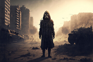Stranger in post apocalypses city
