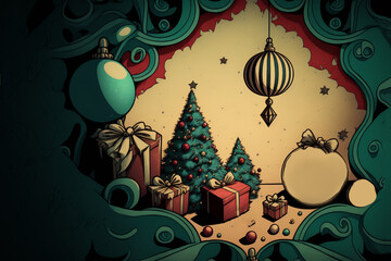 Fototapeta na wymiar beautiful illustration of gift box and Christmas orb ornament 