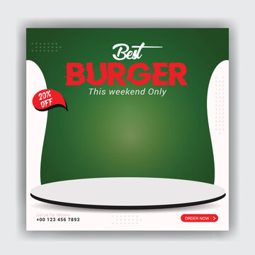 Food promotion and restaurant fast food social media  post design template