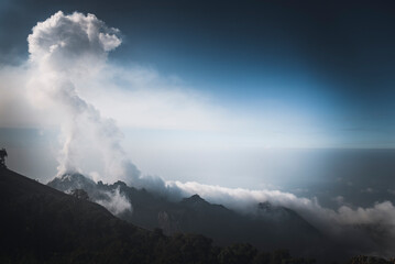 The Santiaguito as seen from the slope of the Santa Maria volcano