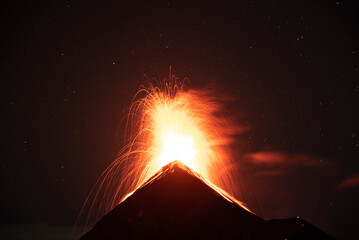 Night eruption of the Fuego volcano