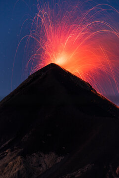 Summit of the volcano Fuego at twilight