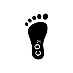 Footprint with co2 icon. Black symbol of carbon pollution and problem of reducing emissions into atmosphere to save natural vector environment