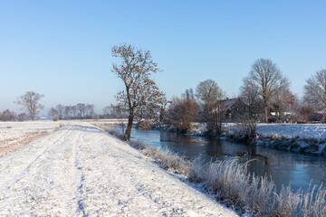 Motlawa river in winter scenery
