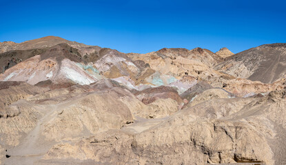 Detail of the colored mountains of the Death Valley desert, the artist's palette