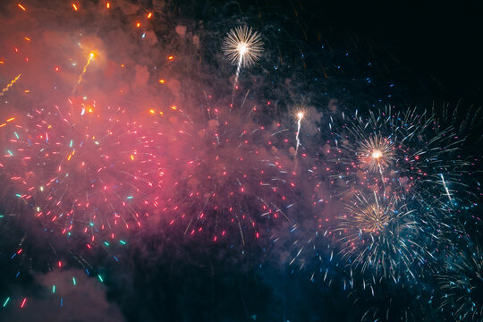 Fireworks. New year celebration background photo.