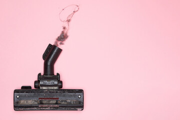 Dirt dust hair clogged in the vacuum cleaner tube