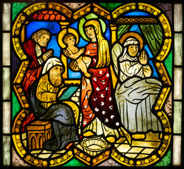 Fototapeta premium Nativity stained glass church window