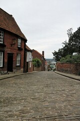 Old street in city of Lincoln, England United Kingdom