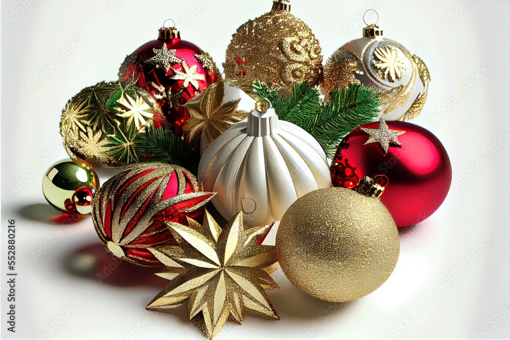 Aufkleber a bunch of christmas ornaments are arranged together on a white background with a white background b