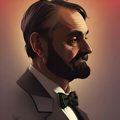 Illustrated portrait of Alfred Nobel  - obrazy, fototapety, plakaty