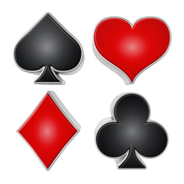 Playing card suits symbols on transparent background.
