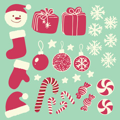 Isolated Christmas Decorative Elements Hand Drawn Illustration