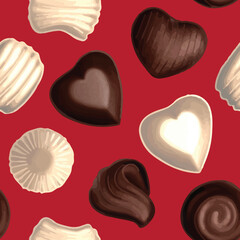 Saint Valentine's Day Chocolate Box Pattern Illustration