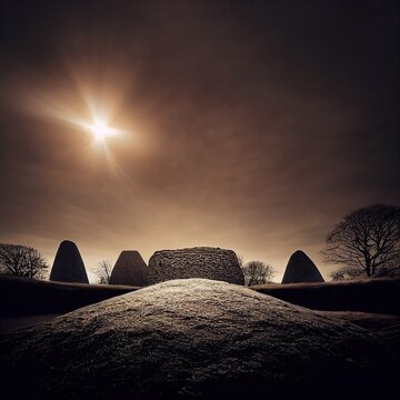 Winter Solstice At Newgrange Tomb In Ireland