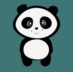sad panda crying. cartoon animal vector illustration. Unhappy bear. Cute character art