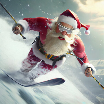Santa doing Extreme snow sports