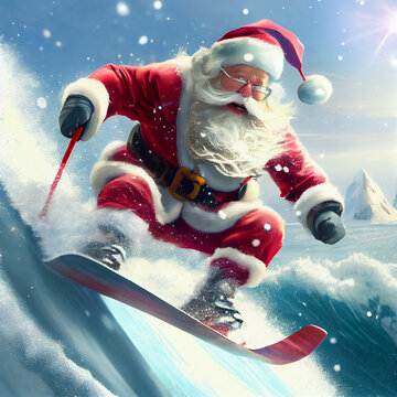 Santa doing Extreme snow sports