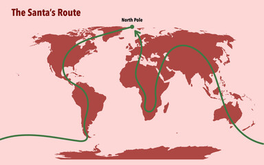 The Santa's route map to deliver presents to the children