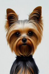 Yorkshire terrier dog portrait, illustration, generative ai