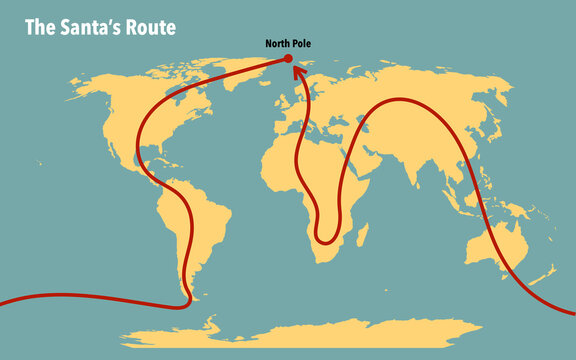 The Santa's route map to deliver presents to the children