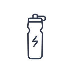 Flat linear sport bottle for energy drinks on white background. Bike flask concept vector icon design.
