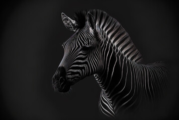 Fototapeta na wymiar Zebra by Grevy on a black backdrop, remixed from Mehgan Murphy's photos. Generative AI