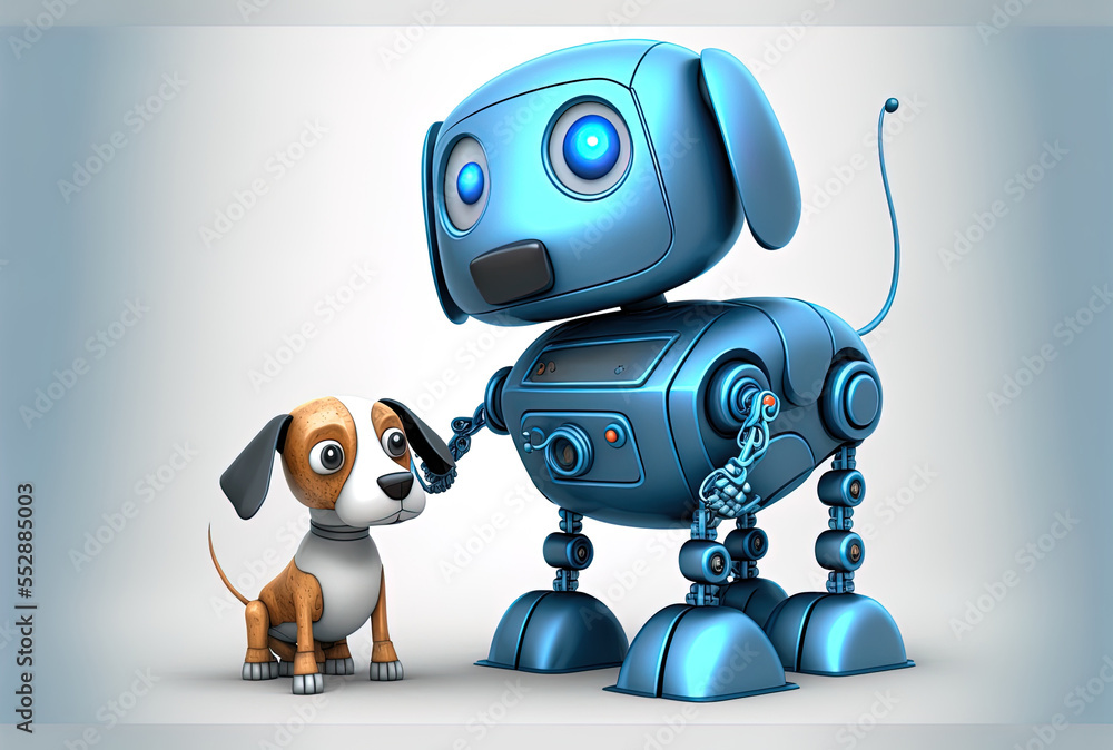 Aufkleber blue artificial intelligence or robot helper with a dog robot. generative ai