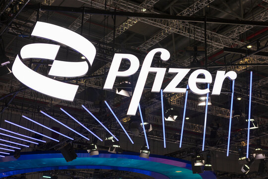 SHANGHAI, CHINA- NOV. 6, 2022: Pfizer sign is seen during the fifth China International Import Expo (CIIE).