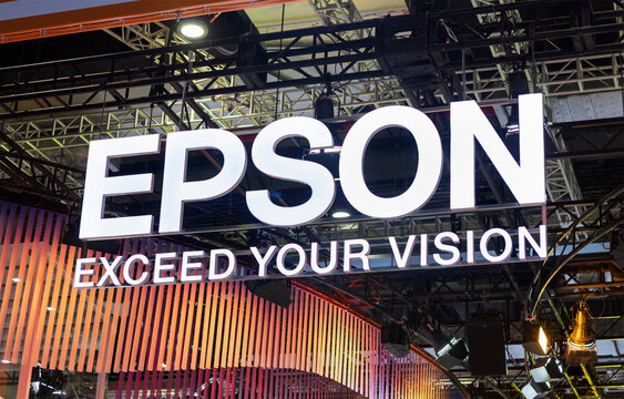 SHANGHAI, CHINA- NOV. 6, 2022: Epson sign is seen during the fifth China International Import Expo (CIIE).