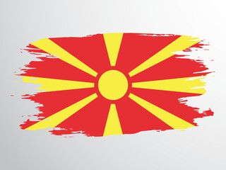 Obraz premium Vector brush-drawn flag of Macedonia