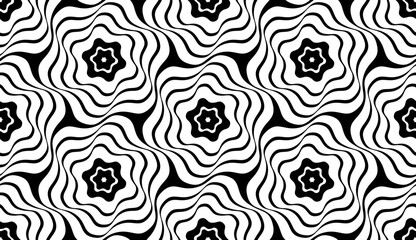Abstract Seamless Wavy Lines Pattern. Black and White Texture.